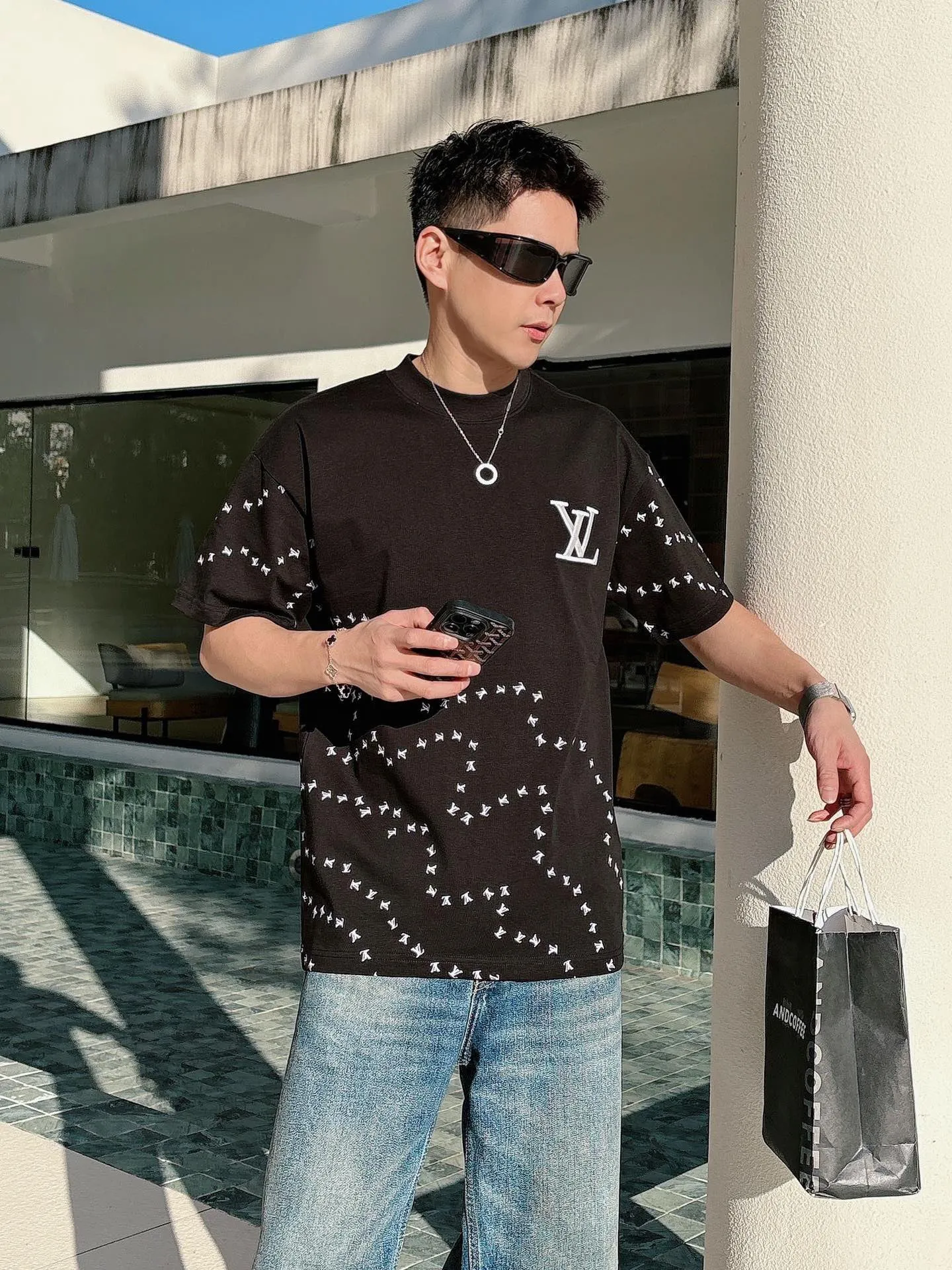 Louis Vuitton/Louis Vuitton small label printed letter embroidered short sleeves